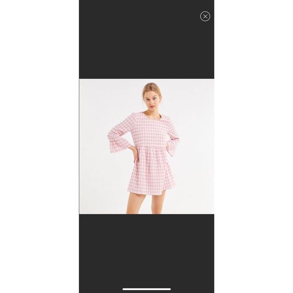 Urban Outfitters pink and white gingham babydoll Dress - Picture 3 of 4